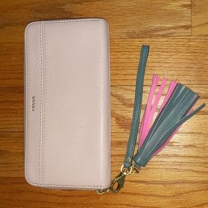 Fossil Genuine Leather clutch wallet with tassle